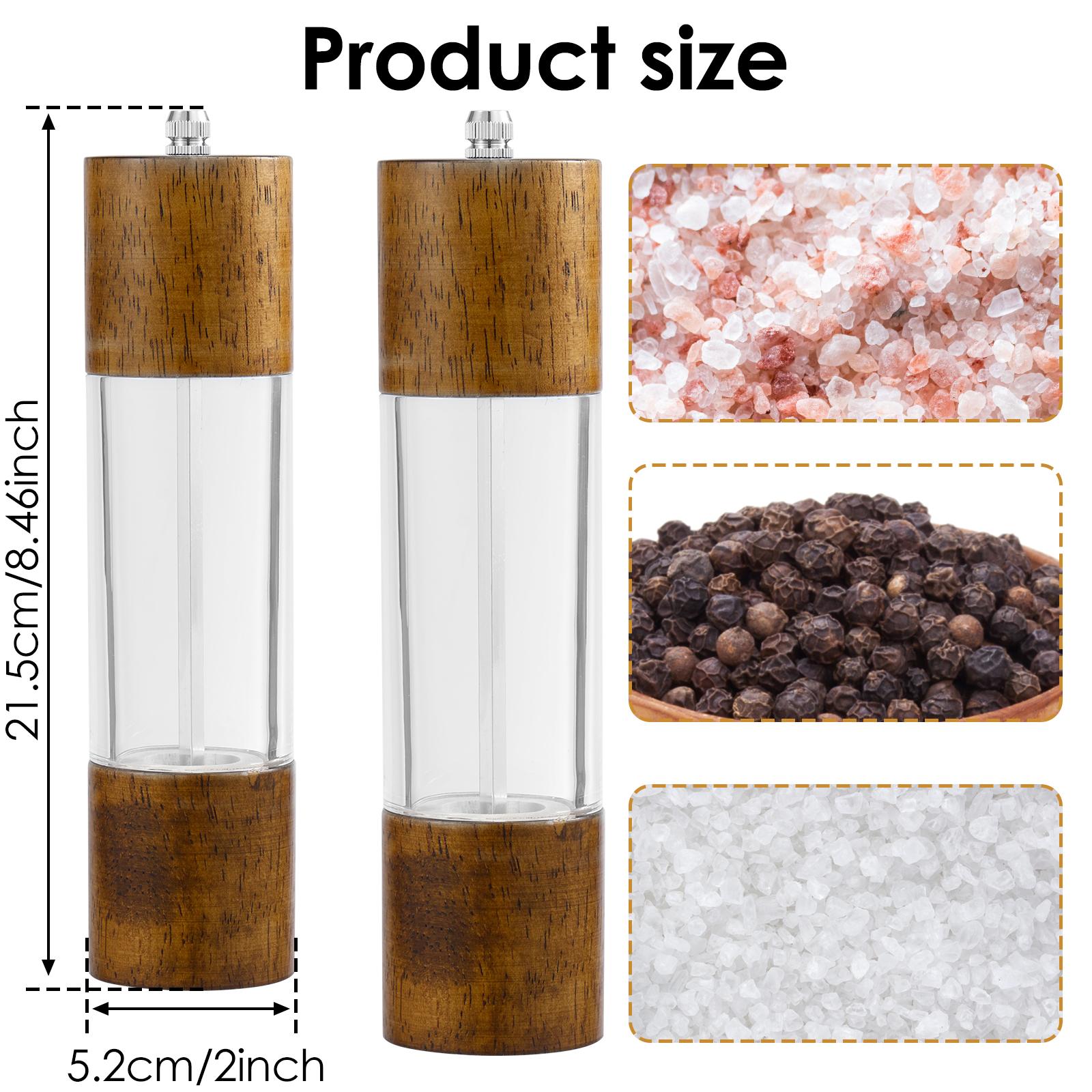 Wooden Salt and Pepper Grinder Set Multiple Manual Spice Grinder Adjustable Coarseness Kitchen Refillable Salt and Pepper Mills