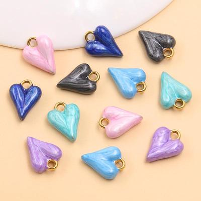 6 Color 12x16mm Stainless Steel Enamel Heart Pendant for DIY Jewelry - Handmade & Colorfast