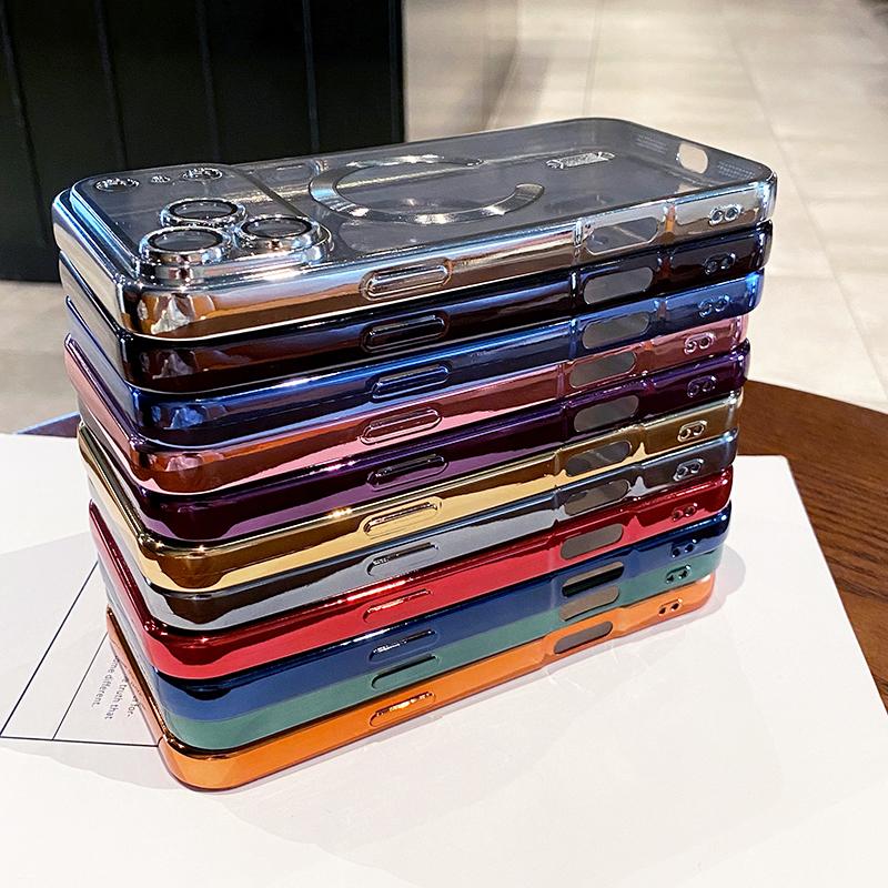 Luxury Glitter Plating Silicone Clear Soft Case For iPhone 17 Pro Max Magnetic Magsafe Ultra Thin Cover Shell For iPhone17ProMax