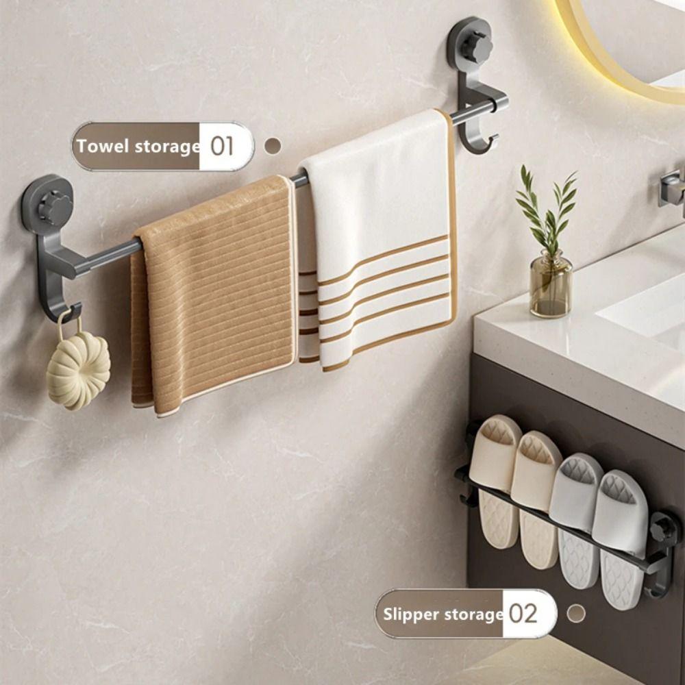 Punching-Free Suction Cup Towel Holder Wall-mounted Hanging Hand Towel Bar Bathroom Towel Rod Home