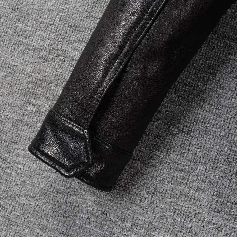 Jachetă din piele pentru bărbați Piele naturală de capră Moale Croială slim Stil casual Îmbrăcăminte bărbați Primăvară Toamnă