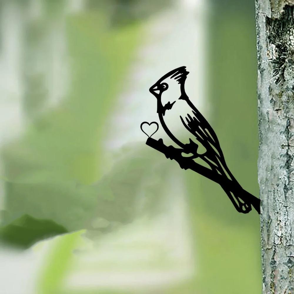 1pc Metal Swallow and Pileated Woodpecker Tree Art Decoration - Outdoor Metal Yard Art for Garden Party Décor