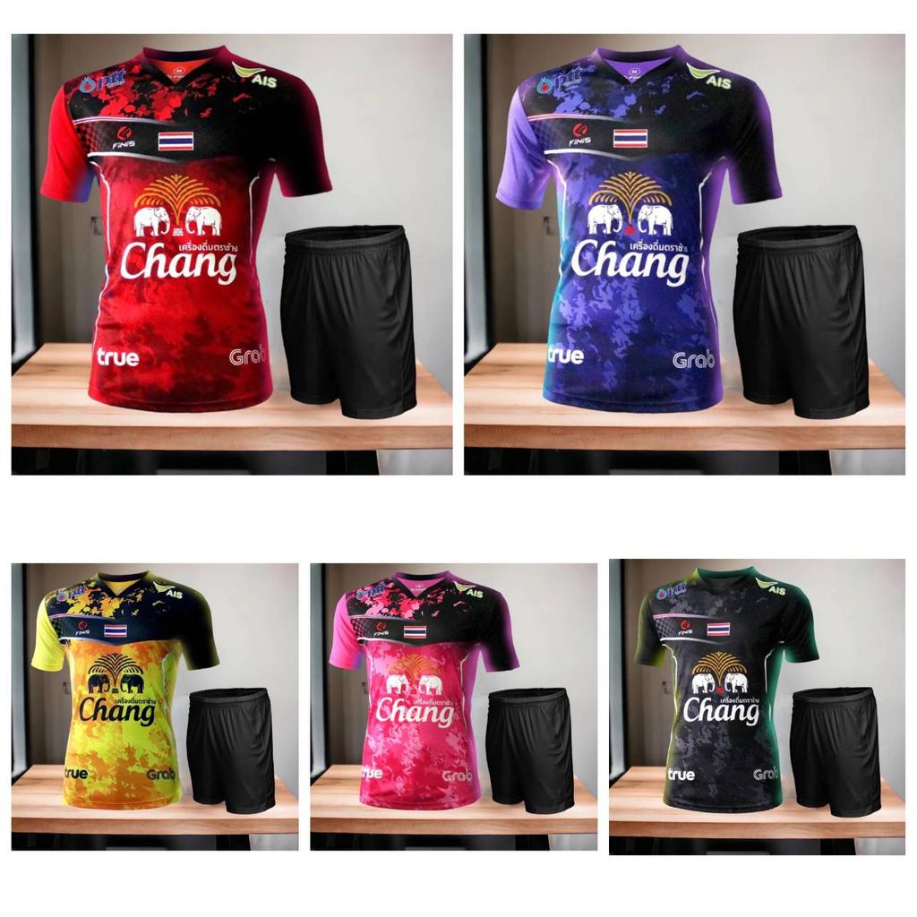 THAILAND National Football Soccer Training JERSEY CHEER Print Schnelltrocknendes Hemd V-Ausschnitt Polyester Kurzarm Uniform Elefantenlogo Sport Outdoor