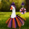 Adjustable Porch Goose Costume Hand-Hooked with Hat Halloween Goose Decoration Colorful Christmas Duck Outfits Seasonal Decor