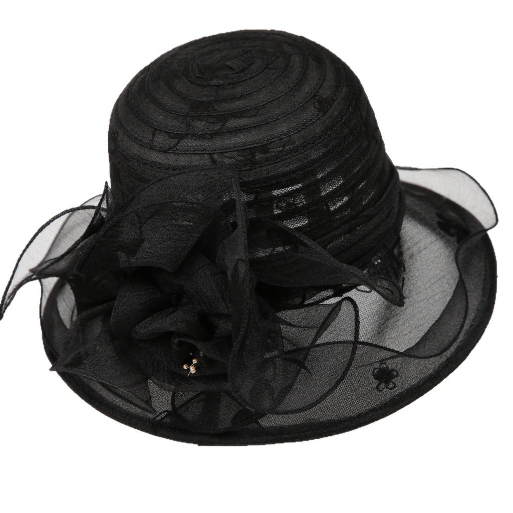 New organza sun hat children spring and summer versatile elegant retro flower bucket hat sun protection breathable cool hat
