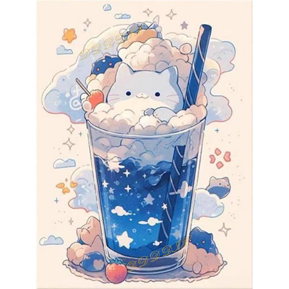 2026 New 5D Diamond Art Painting Cartoon Dessert Cute Cup Cat Mosaic Embroidery Cross Stitch Kit Home Decor Gift
