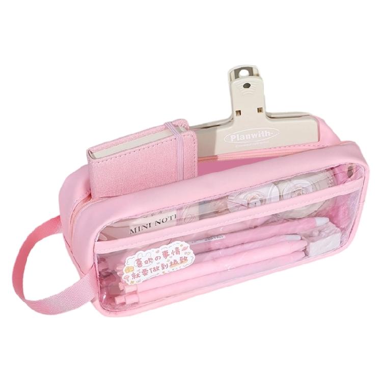 

Large Capacity Pencil Case Water Resistant Clear PVC Pencil Pouches Zippered Pencil Bag with Portable Handle For Student різнокольоровий