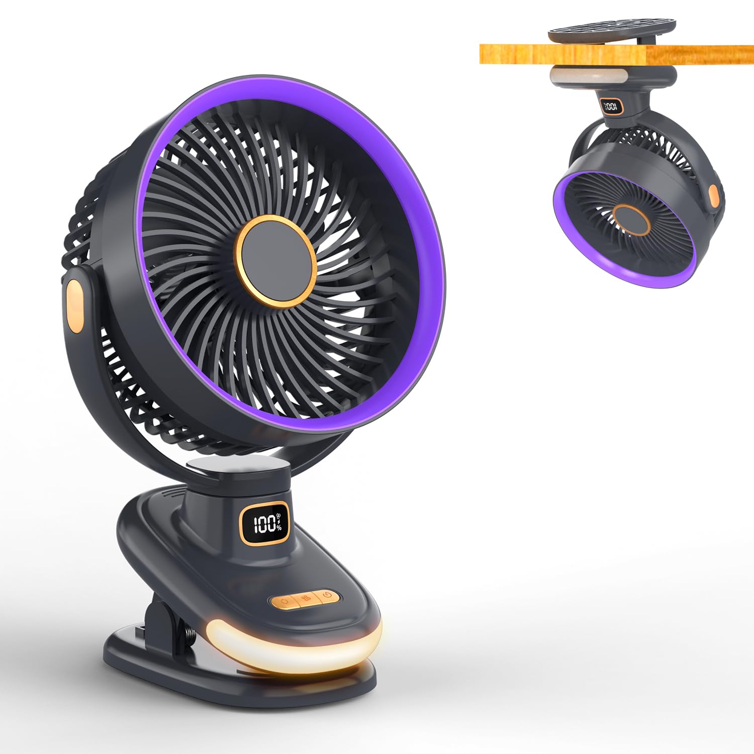 

Compact Desktop Fan Ultimate Summer Automatic Super Strong USB LCD Large Timer Continuous 5 Speed Compact Mini Ideal for or Heatwave Protection сірий колір