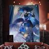 Genshin Impact Scaramouche Colorful Tapestry Wall Hanging Hippie Flower Wall Carpets Dorm Decor Japanese Tapestry