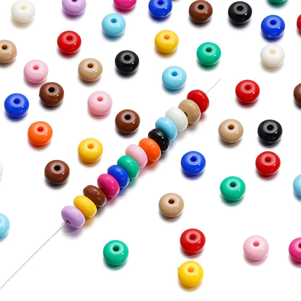 50pcs/Lot Acrylic Oblate Beads 8mm Flat Round Spacer Loose Bead for DIY Necklace Bracelet Jewelry Making Accessories