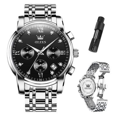 Armbanduhr, beliebt, modisch, Quarzuhr, analog, wasserdicht, Business-Uhr, stilvolles Metallband, multifunktional, silberfarben, lässig, coole Uhr, Schwarz