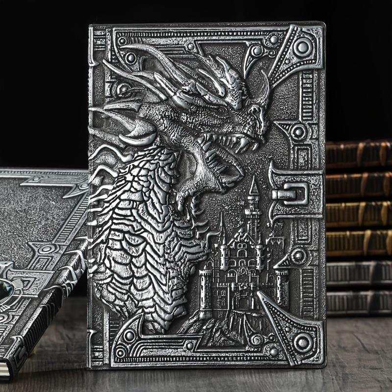 1pc Dragon Retro Relief Leather Notebook Journal Dinosaur European Style Notepad Metal Three-dimensional