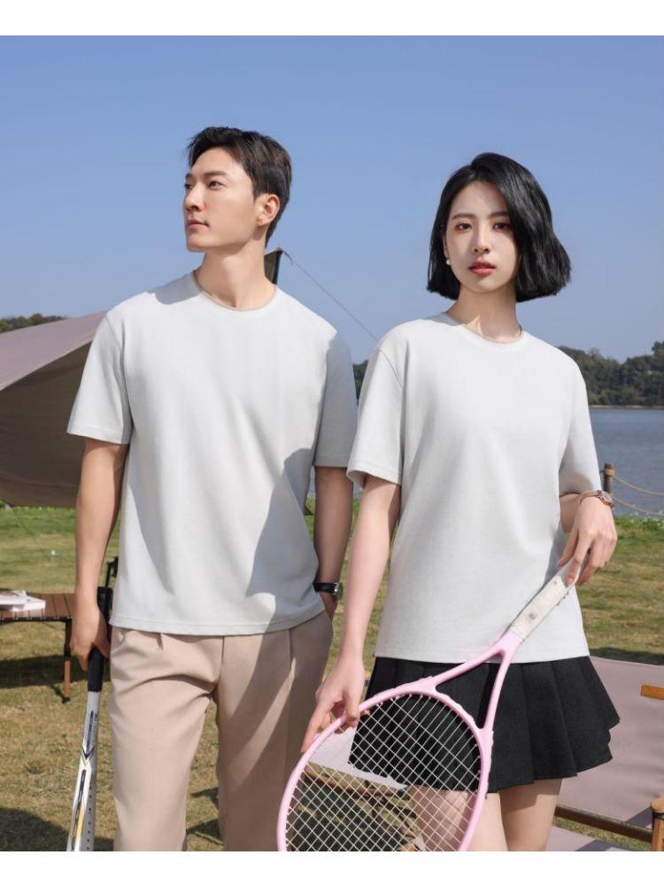 Minimalist Summer Crew Neck Tops Unisex T-shirt  Solid Color Unisex Lightweight T-shirt for Women and Men YG-247