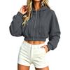Sudadera con capucha y cremallera corta informal para mujer, chaqueta sudadera con capucha para uso diario