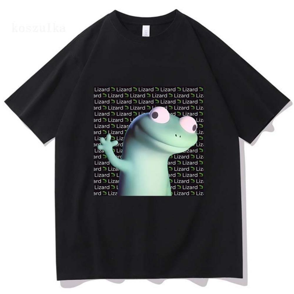 Fashion Lizard Meme Graphic T-shirts Summer Men's Women Clothing Casual Oversized Short Sleeve T Shirts Aesthetic Cotton T-shirt