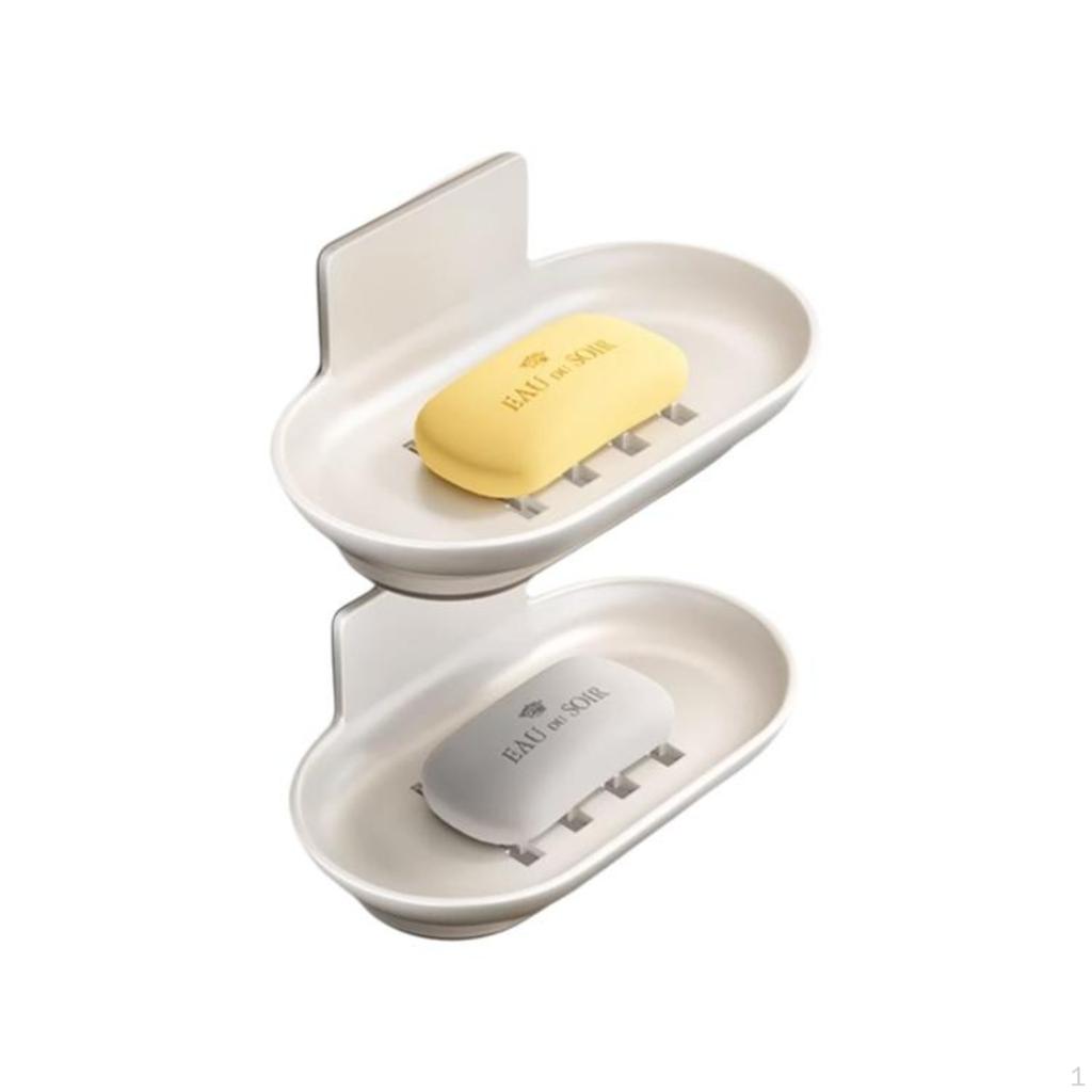 Soap Dish, Automatic Draining, Bathroom Organizer, No Gun Gray 1 Pack