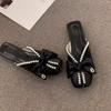 Baotou Half Slippers Women's Summer Outer Wear New Year's New Korean Version Bow Pearl Flat Bottom Soft Bottom Fish Mouth Sandals