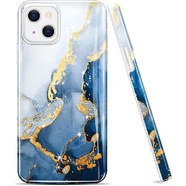 luolnh Compatible with iPhone 13 Case Marble Design Shockproof Slim Soft Silicone Bumper Cover Phone Case for iPhone 13 6.1 Inch(Abstract Purple