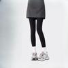 Women's Autumn Winter Gray Vertical Stripe Slimming One-Piece Pantyhose Fleece Lined Thickened Cotton Base Layer Tights