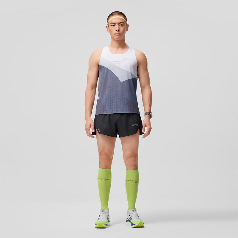 SAUCONY Logo Letter Print Breathable Lightweight Woven Casual Shorts Men Shorts Black Reflective-Silver SC2249044A-PR154