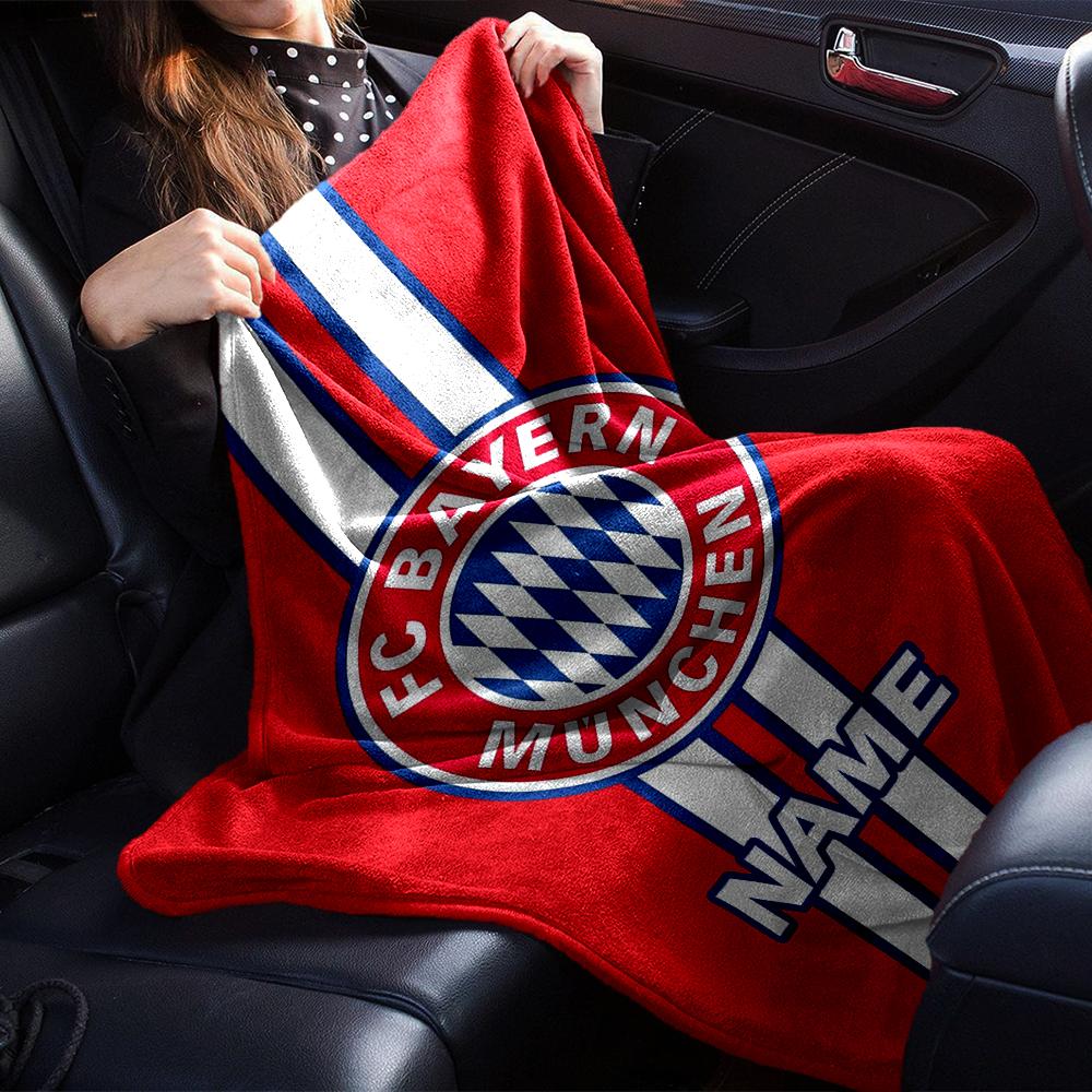 Couverture imprimée Thème FC Bayern München avec Nom Personnalisable - Parfaite pour le Canapé, le Lit, les Voyages et l'Extérieur | Lavable en Machine, Confortable & Durable.