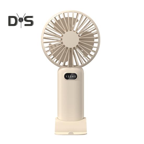 

Мини-ручной вентилятор Охлаждающее устройство Цифровой дисплей Мощный воздушный поток Малошумный персональный вентилятор с аккумулятором от USB бежевый
