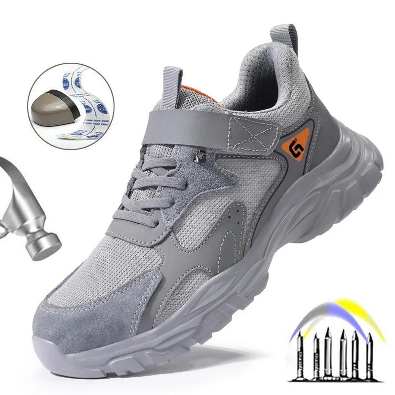 New Fashion Lightweight Men's Safety Work Shoes Comfortable Indestructible Boots Sneakers Anti Puncture Male Footwear