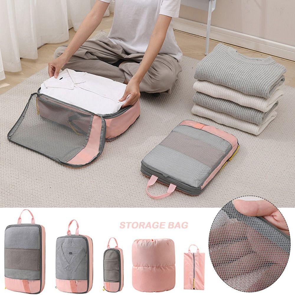 

6pcs/set Pink Storage Bag DIY Clothing Sorting Bag Portable Travel Suitcase Travel