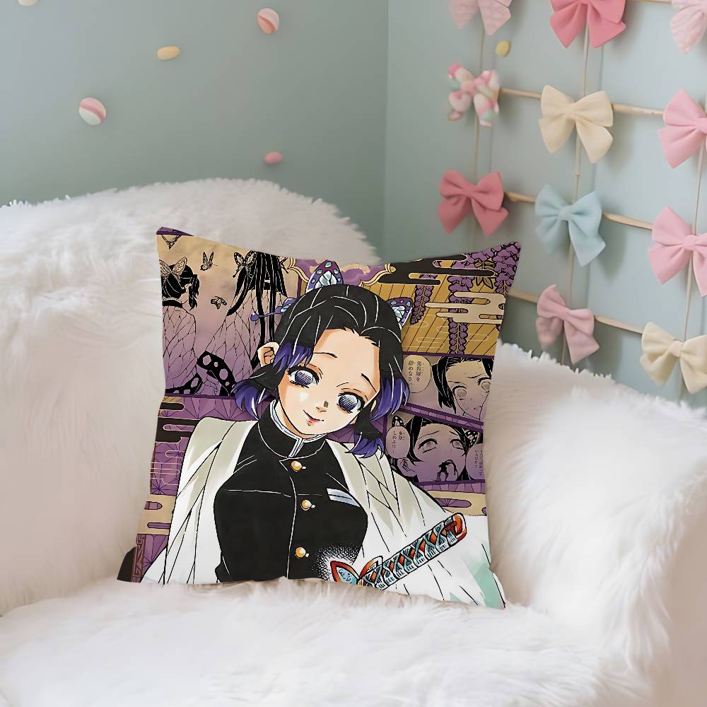 Kochou Shinobu Pillow Case Throw Pillow Cover Nordic Vintage Style Cushion Covers Home Living Room Sofa Couch Seat