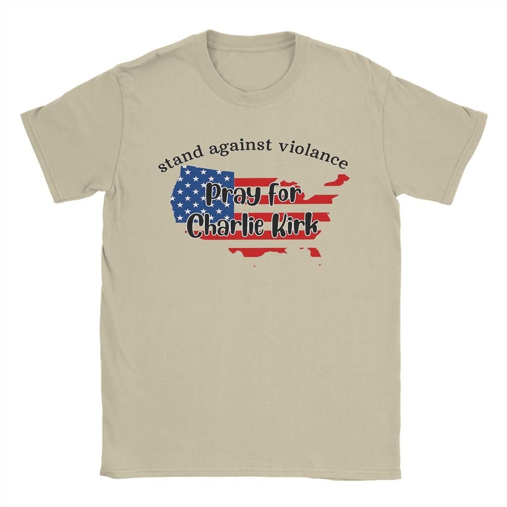 Charlie Kirk T Shirts Men Pure Cotton Vintage T-Shirt Crewneck  Tee Shirt Short Sleeve Clothes Birthday Gift