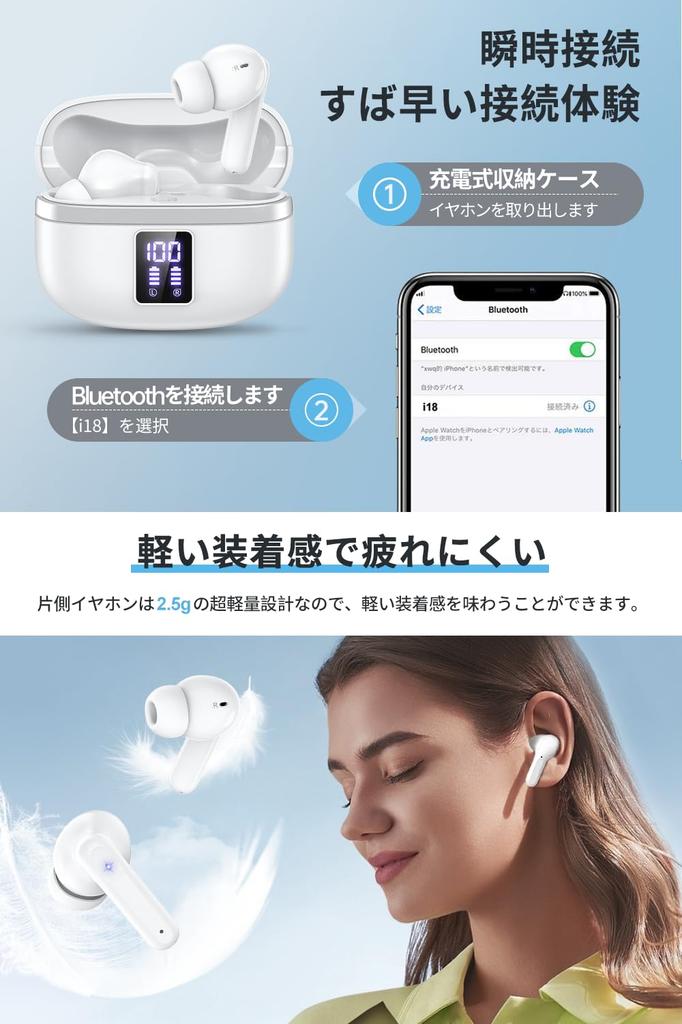 Cutting-edge Bluetooth 5.4 Earbuds, Wireless Bluetooth Earphones [New for 2025] LED Display, Wireless Type-C Fast Charging, Built-in Microphone,