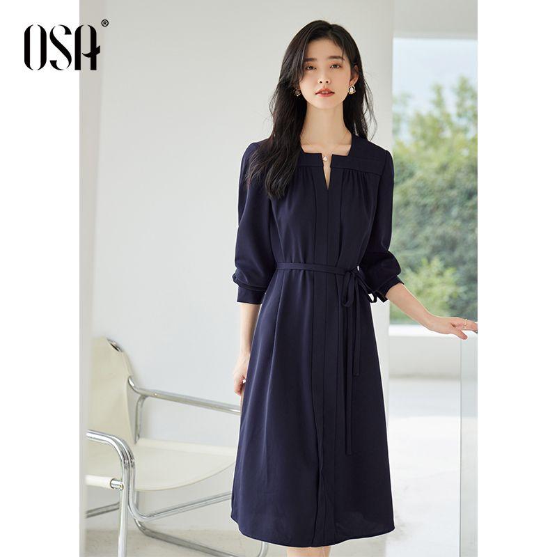 

OSA OSHA Dress Elegant Elegant Long Sleeve Blouse Tibetan Blue S