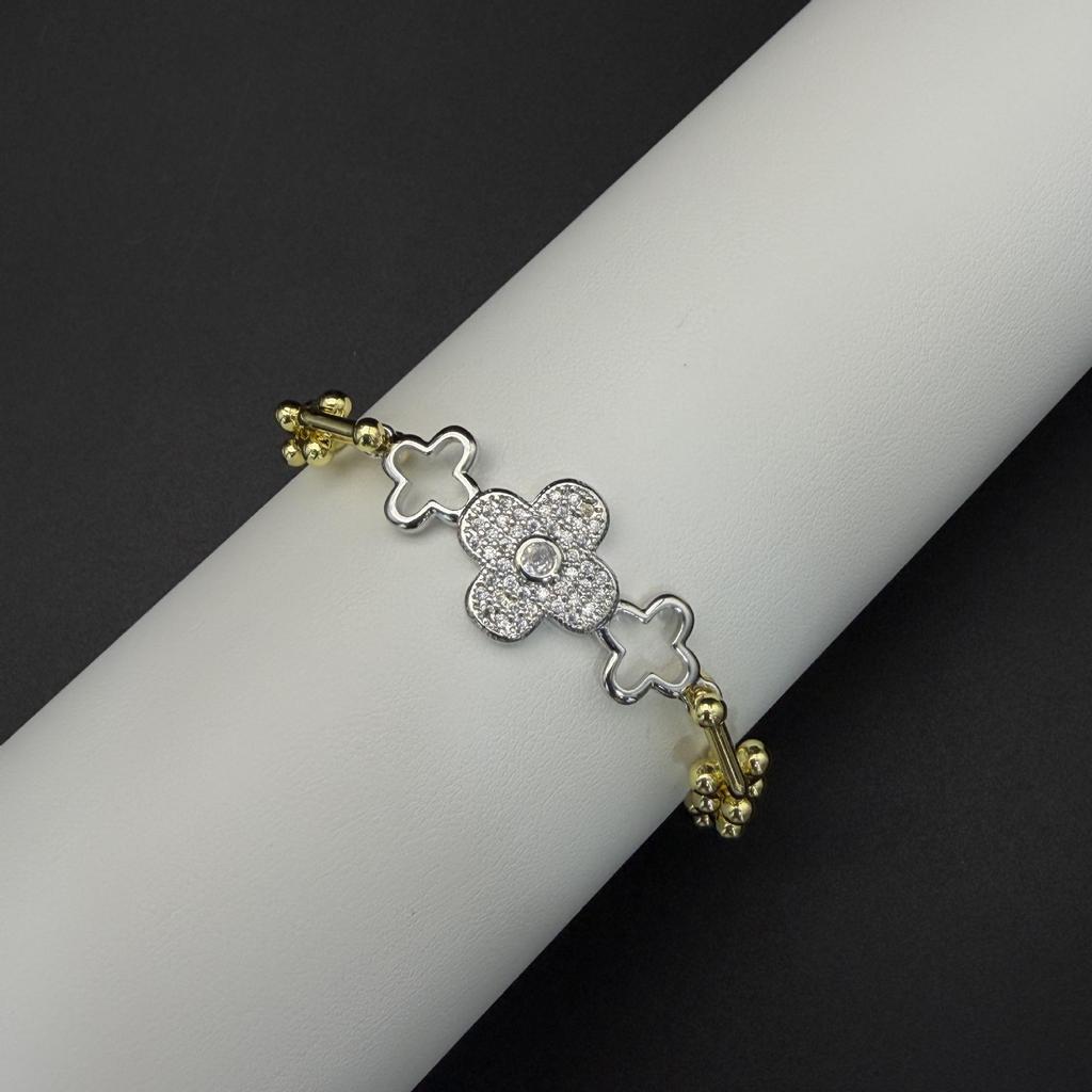 T Brand U-Shaped Horseshoe Clasp Zircon Four-Leaf Clover Bracelet: European & American Light Luxury Fashion Jewelry