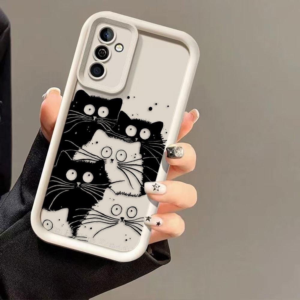 Funny Black Cartoon Cat Phone Case For Infinix SMART SPARK 9 10 20C 30C 40C CAMON 20 30 40 POP 8 POVA 6 7 ITEL A70 A80 A90 Cover