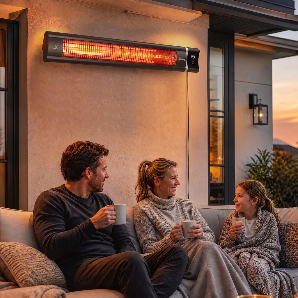 Terrace Infrared Heater 3000 W IP65 9 Heat Levels Timer 24 H Touch/Remote Control LED Display