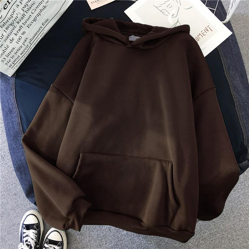 Womens Oversized Hooded Sweatshirt Plain Color Casual Long Sleeve Pullover Lightweight Comfortable