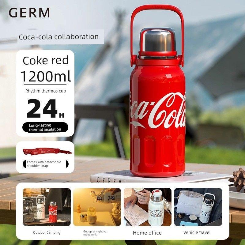 

Germ Coca-Cola Co-Branded Large-Capacity Thermos Cup Large Water Cup for Girls 2025 New Stainless Steel Water Bottle Rhythm-Cola Red 1200Ml-Contains Tea Shoulder Strap