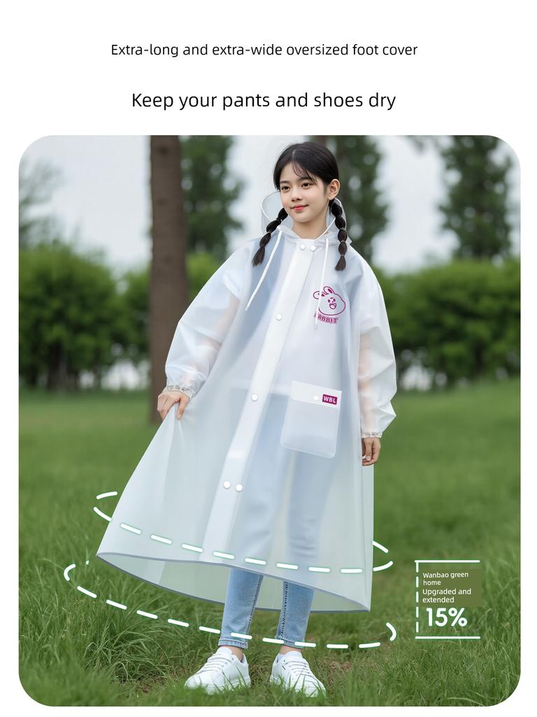 Children's Raincoat for Primary School Students, Boys and Girls, Special for School Use, Long Full-Body Rain Poncho with Backpack Space, Suitable for