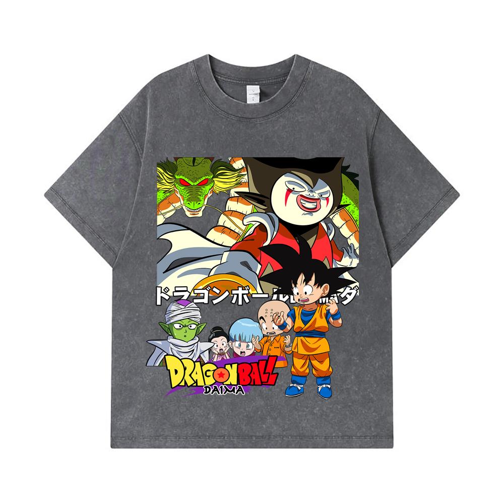 275 GSM Washed T-shirts 100% Cotton Dragon Ball V19 Daima Print Unisex Heavy Cotton T Shirt