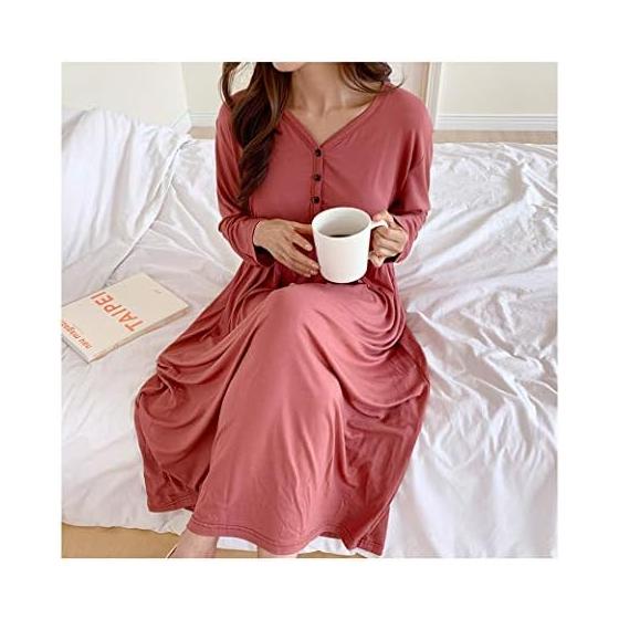 Maternity Pajamas One Piece Nursing Clothes with Nursing Mouth Nursing Mouth One Piece Long Sleeve Open Front Button Large Size Autumn Fall Winter