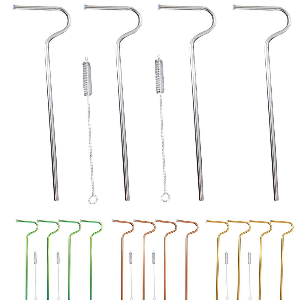 Cheap Stainless Steel Straws4 Pcs Food Grade Metal Drinking Straw Set with 2 Cleaning Brushes