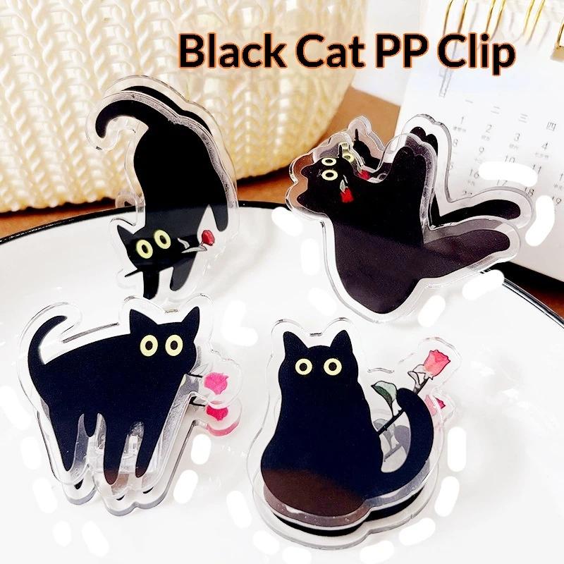 7Pcs Cute Cartoon Cat Pp Clip Acrylic Double-Sided High-Definition Pattern Paper Clip Stationery Supplies