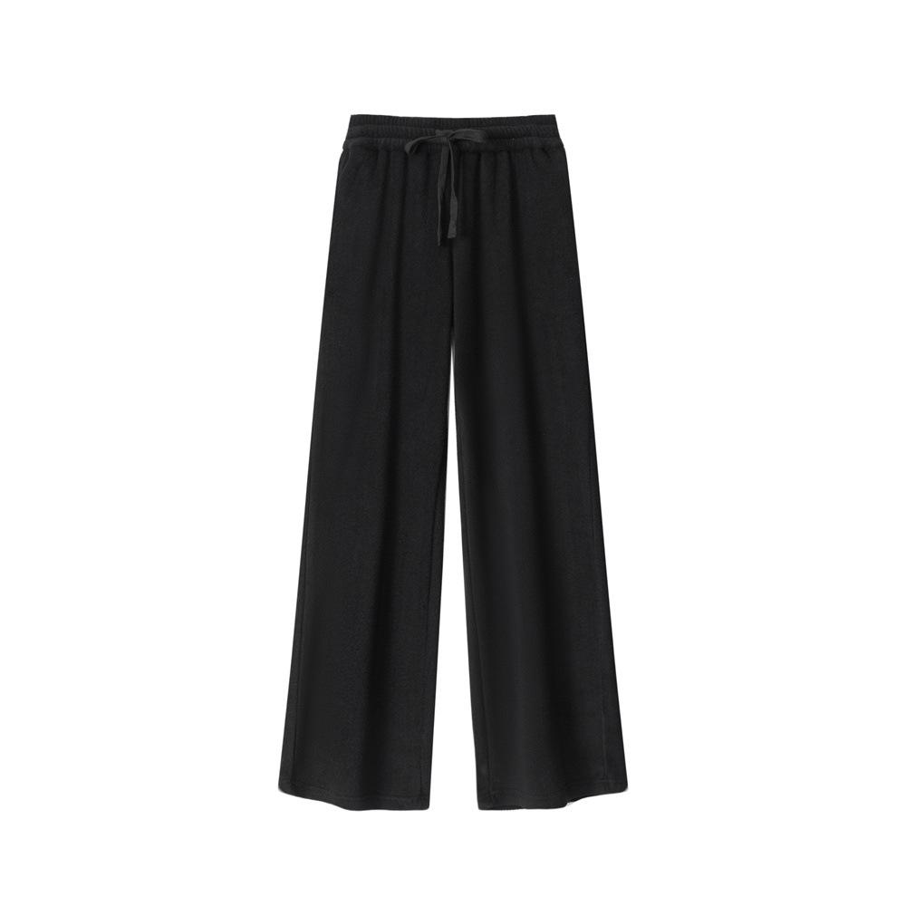 

HeyHenry Women s High Waist Wide Leg Pants - Versatile Loose Drape, Plus Velvet, Thickened for Autumn/Winter. Small чорний