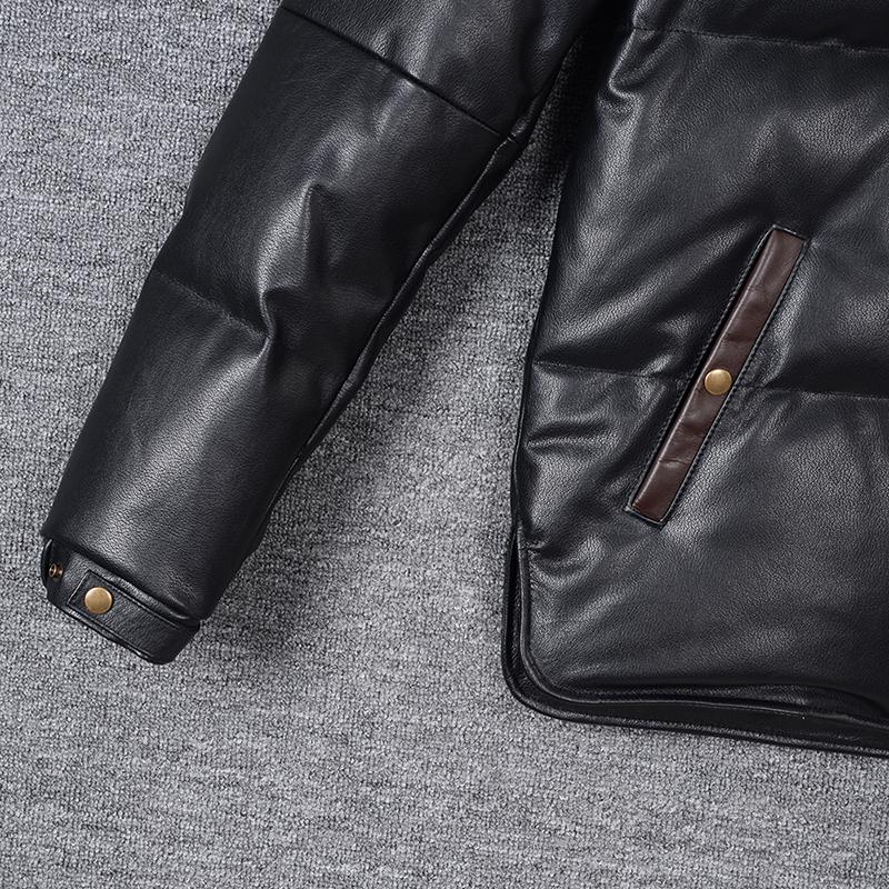 Thick Men Cowhide Leather Jacket Warm Genuine Cow Leather Duck Down Coat For -25~0 Degree Winter Clothing