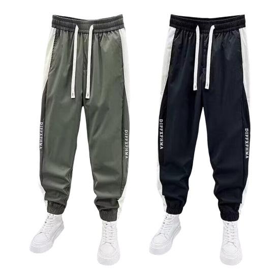 Men's Cargo Pants Sweatpants Drawstring Waist Joggers Pants with Pockets Letter Print Color Blocking