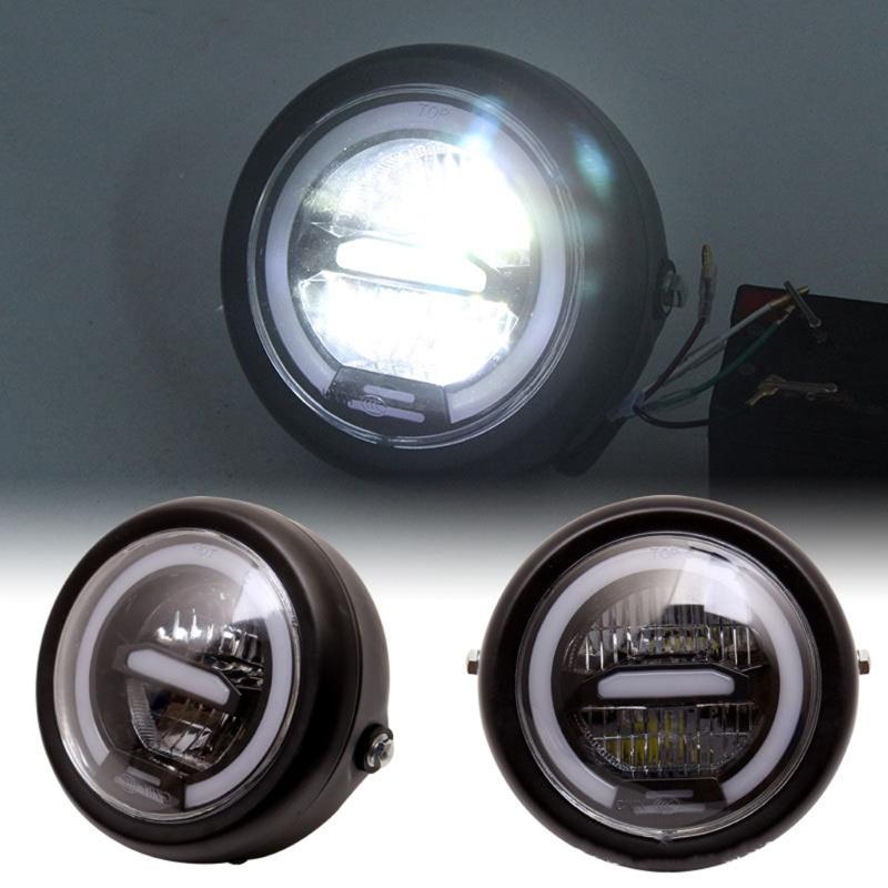 Retro Motorcycle LED Daytime Running Headlight Modified Metal Shell For Longevity And Enhanced Comfort Quick Install