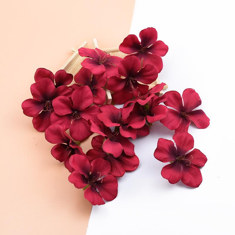 50/100PCS Artificial Flowers Silk Orchid Head Fake Cherry Flower Wall Wedding Home Decor Scrapbook Diy Gifts Candy Boxes Bouquet