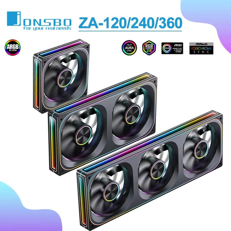 JONSBO ZA-120/240/360 Wentylator do obudowy komputera 12CM 5V ARGB 120mm Jednolita konstrukcja Wentylator chłodzony wodą Zestawy wentylatorów PWM Forward/Reverse