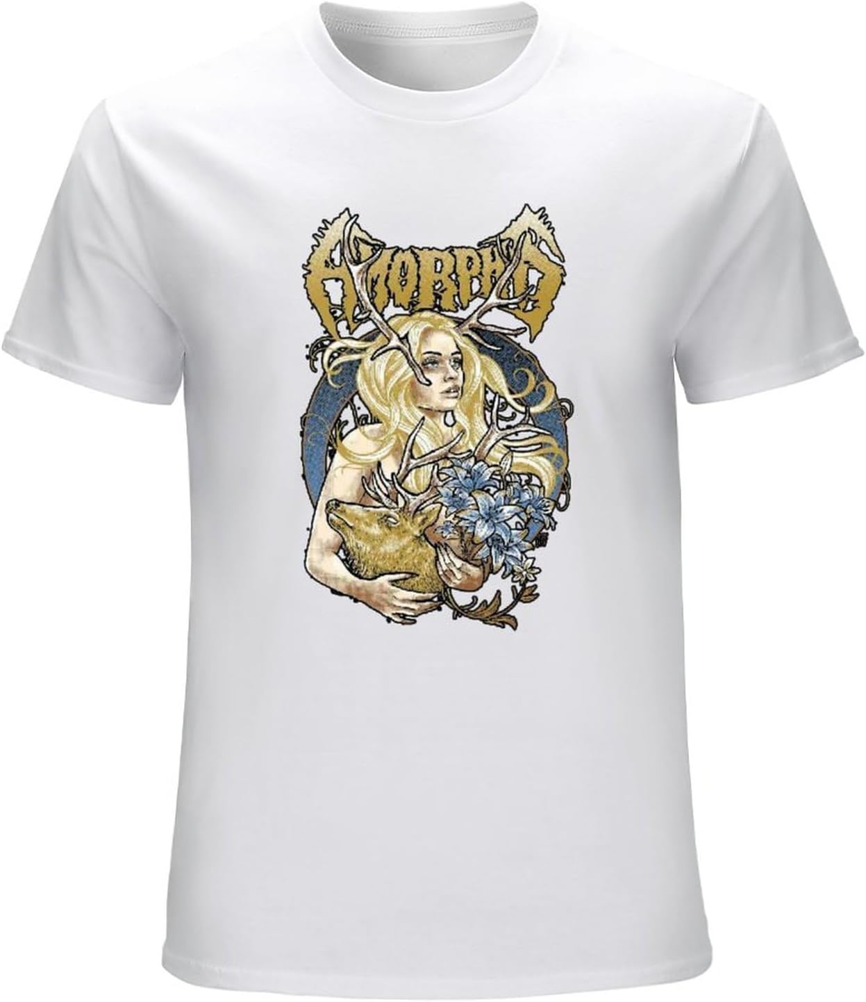 Amorphis Golden Elk Girl T-Shirt Casual Round Neck White M белый