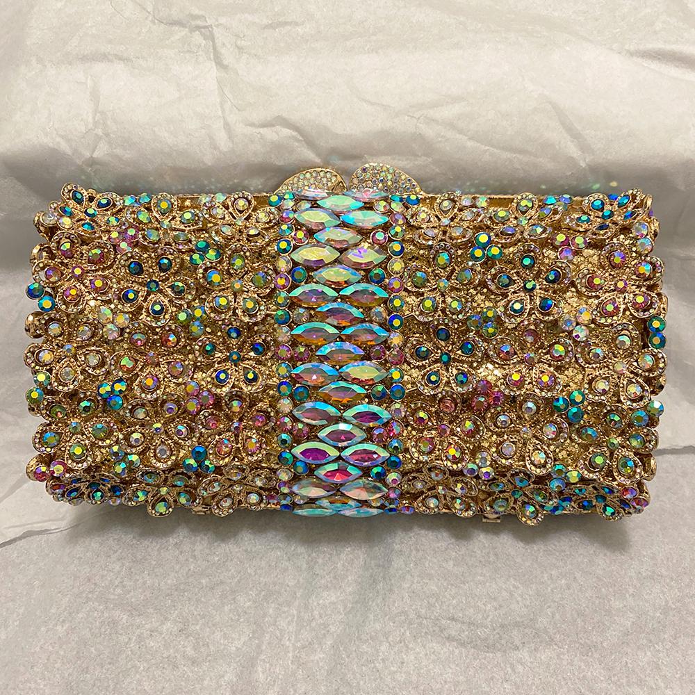 AB Rhinestone Evening Clutches WHTUOHENG Diamond Clutch Bags For Wedding And Party Purset Luxury Women’s Gold Flower Bags
